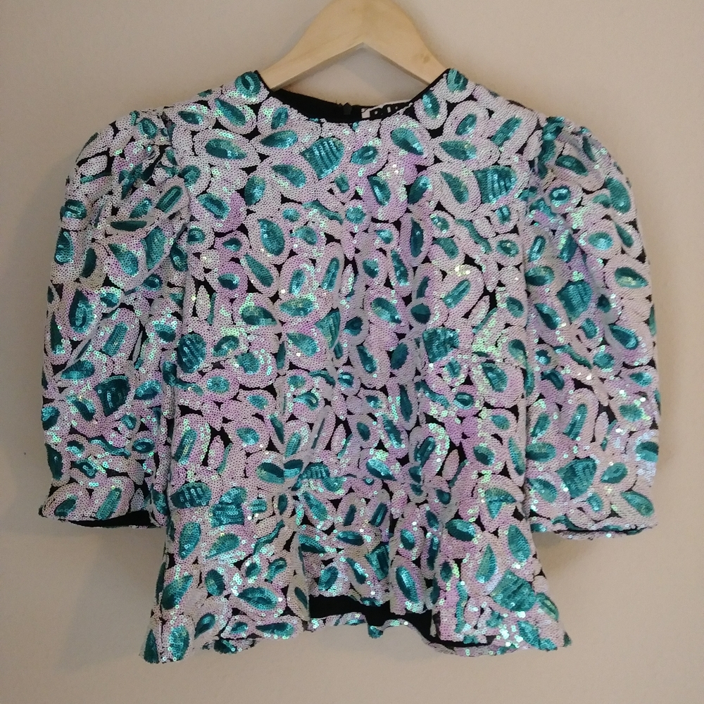 NWT Rotate Birger Christensen Sequin Top Size 36